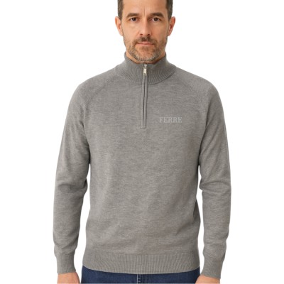 pull zippé coton Ferre homme gris anthracite