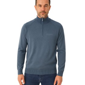 Herrenpullover mit hohem Kragen und halbem Reißverschluss