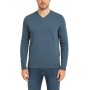 pull col v bleu stellar, pull bleu denim homme, pull bleu tendance, pull bleu moderne