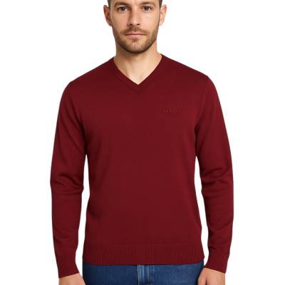 pull col v bordeaux, pull rouge foncé homme, pull rouge vin, pull col v rouge homme,