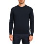 pull col rond bleu marine, pull navy homme, pull bleu foncé coton, pull bleu marine élégant