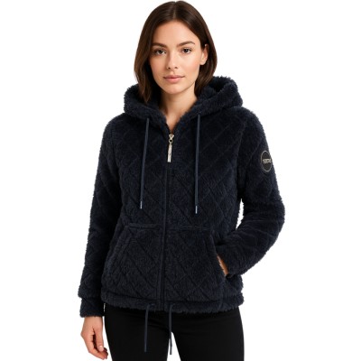 Casaco polar feminino com capuz
