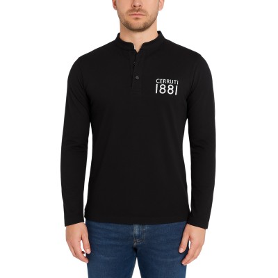 Einfarbiges Langarm-Poloshirt
