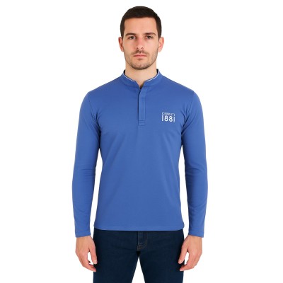 Einfarbiges Langarm-Poloshirt