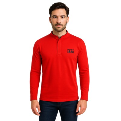 Einfarbiges Langarm-Poloshirt