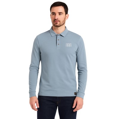 Einfarbiges Langarm-Poloshirt