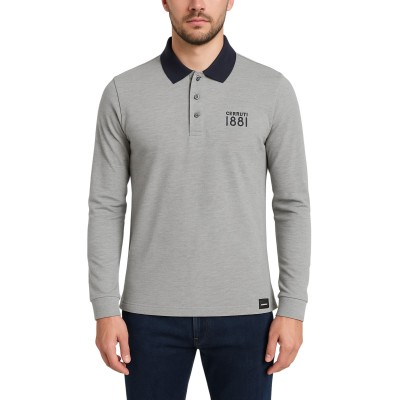 Einfarbiges Langarm-Poloshirt