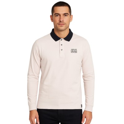 Einfarbiges Langarm-Poloshirt