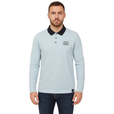 Einfarbiges Langarm-Poloshirt
