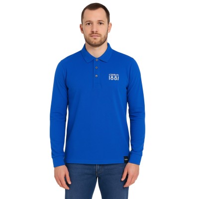 Einfarbiges Langarm-Poloshirt