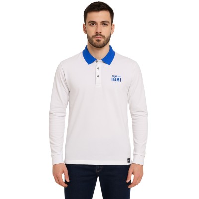 Einfarbiges Langarm-Poloshirt