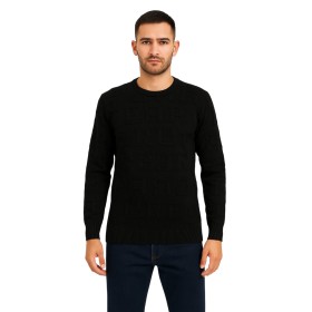 Pull col rond à motif ton sur ton Pull col rond à motif ton sur ton