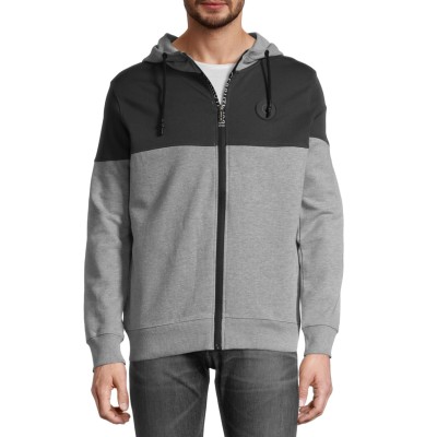 Sweat-shirt zippé à capuche bicolore