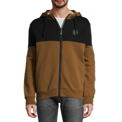 Sweat-shirt zippé à capuche bicolore