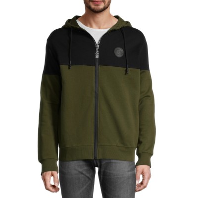 Sweat-shirt zippé à capuche bicolore