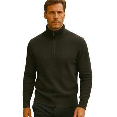 Pull Col zip demi en laine mélangé
