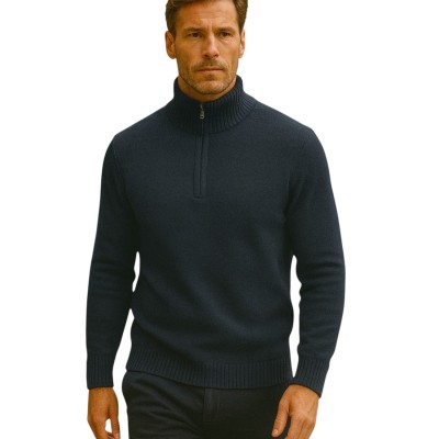 Pull Col zip demi en laine mélangé