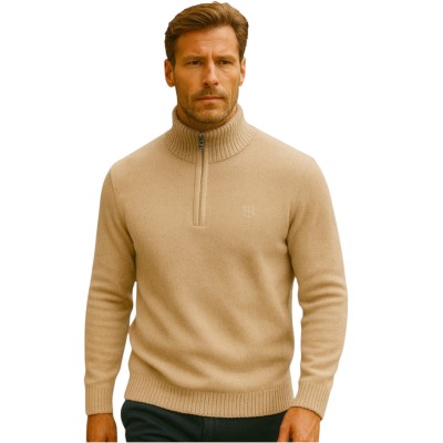 Pull Col zip demi en laine mélangé