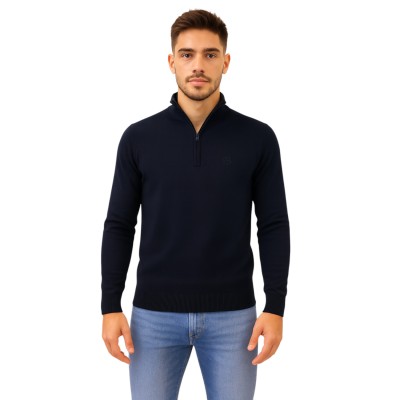 Pull col demi-zip uni