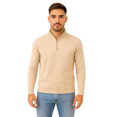 Pull col demi-zip uni