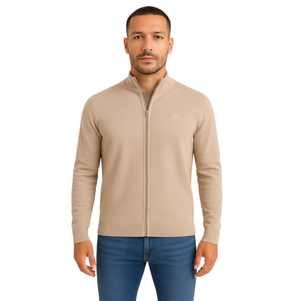 Gilet Zippé Bleu Ciel Bill Tornade - Coton Confortable, Col Classique