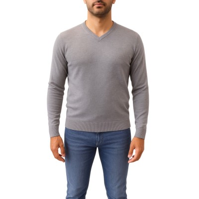 Pull col V gris bill tornade