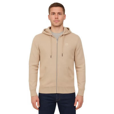 Gilet zippé à capuche homme beige bill tornade