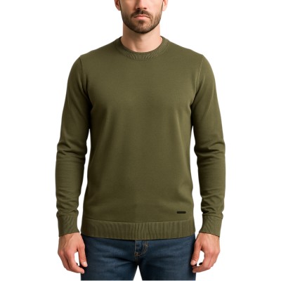 Pull col rond acidwash homme