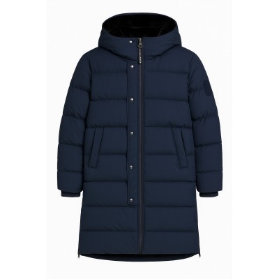 Lange gepolsterte Jacke mit Kapuze