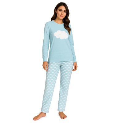 Pyjama long velours motifs femme