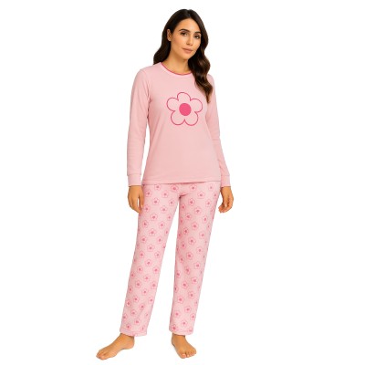 Pyjama long velours motifs femme