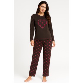 Pyjama long velours motifs femme