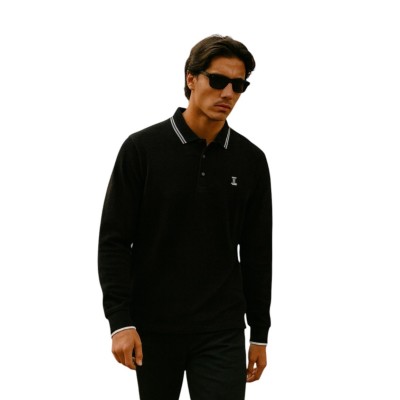 copy of Men's plain long-sleeved polo shirt with pocket