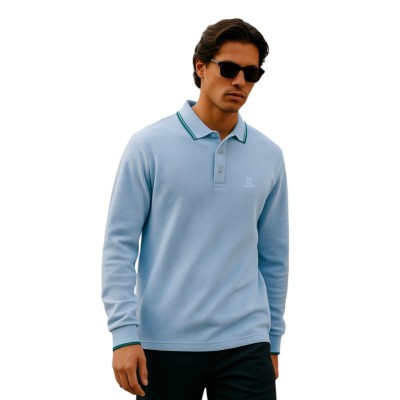 Polo homme manches longues uni