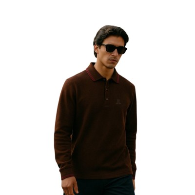 copy of Polo de manga larga liso con bolsillo para hombre