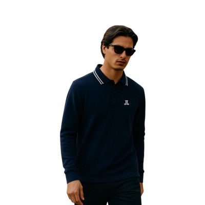 Polo homme manches longues uni