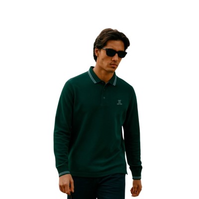 copy of Men's plain long-sleeved polo shirt with pocket
