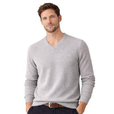 Pull piqué col V homme