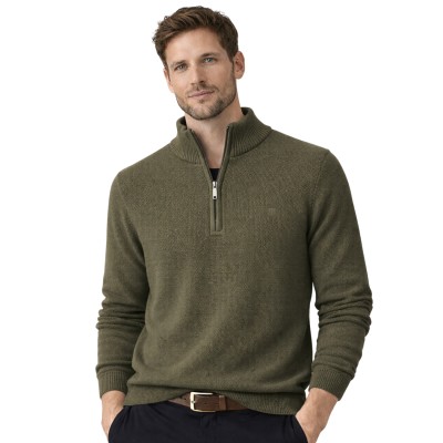 Half-zipped sweater cotton piqué man