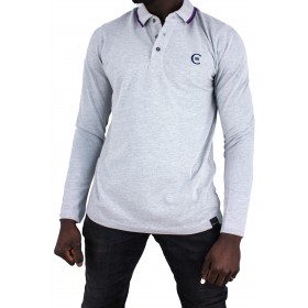 Einfarbiges Langarm-Poloshirt