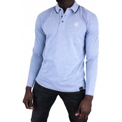 Einfarbiges Langarm-Poloshirt