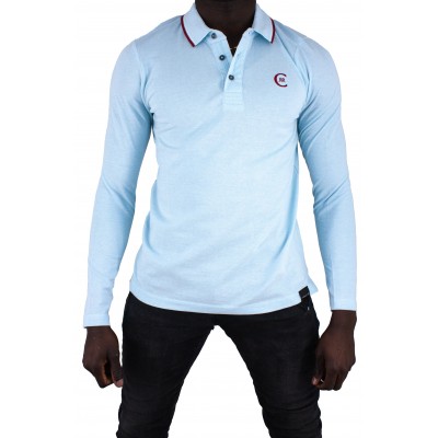 Einfarbiges Langarm-Poloshirt