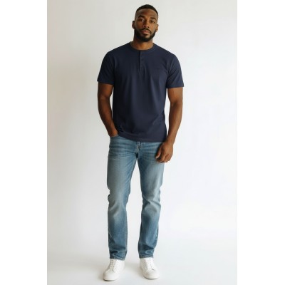 T-shirt homme col boutonné