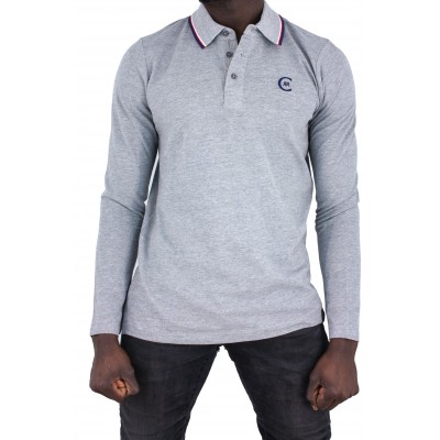 Einfarbiges Langarm-Poloshirt