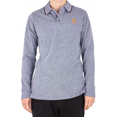 Einfarbiges Langarm-Poloshirt