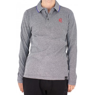 Einfarbiges Langarm-Poloshirt
