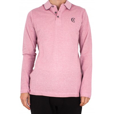 Einfarbiges Langarm-Poloshirt