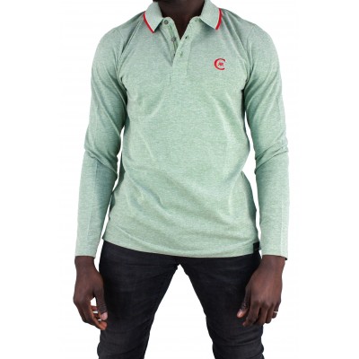 Einfarbiges Langarm-Poloshirt