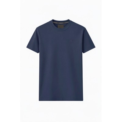 Camiseta de manga corta, cuello redondo, logotipo bordado
