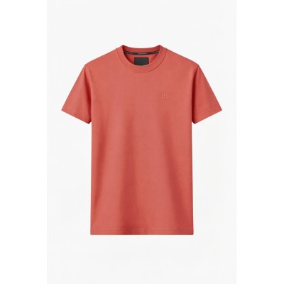 Camiseta de manga corta, cuello redondo, logotipo bordado